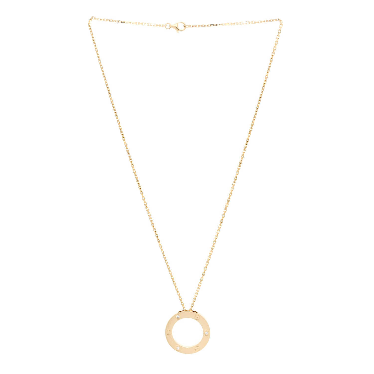 Cartier 18K Yellow Gold 3 Diamonds LOVE Pendant Necklace 3 of 7