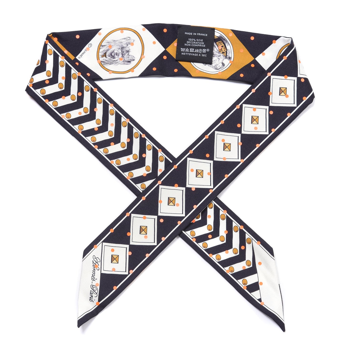 Silk Colliers Et Chiens Twilly Black Gold White