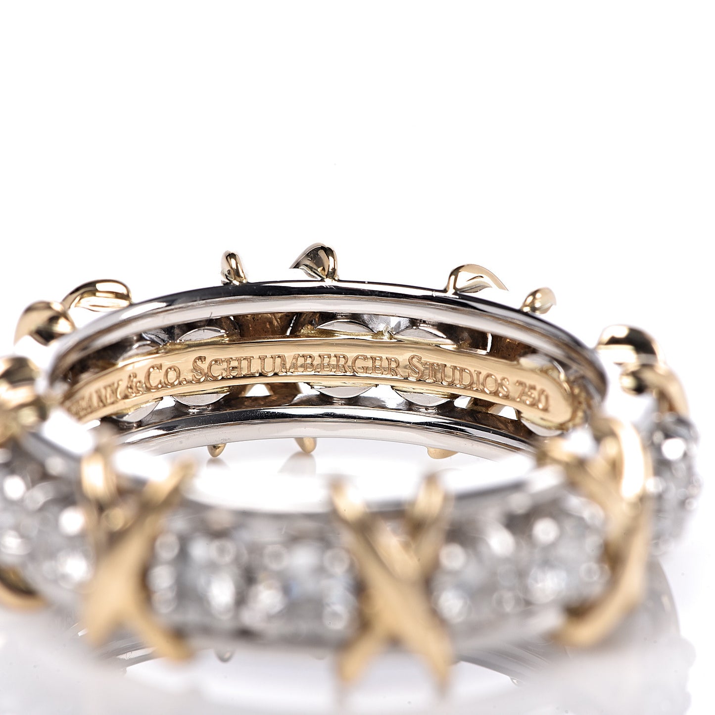 Platinum 18K Yellow Gold Diamond Schlumberger Sixteen Stone Ring 55 7.25