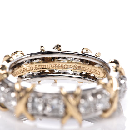 Tiffany Platinum 18K Yellow Gold Diamond Schlumberger Sixteen Stone Ring 55 7.25 5 of 7