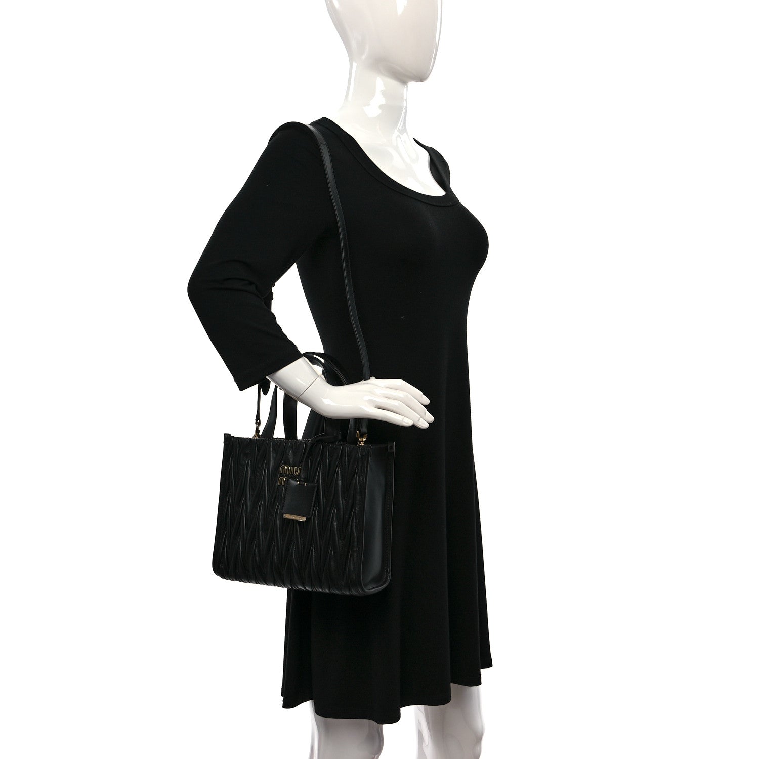 Miu Miu Nappa Matelasse Tote Bag Black 2 of 8