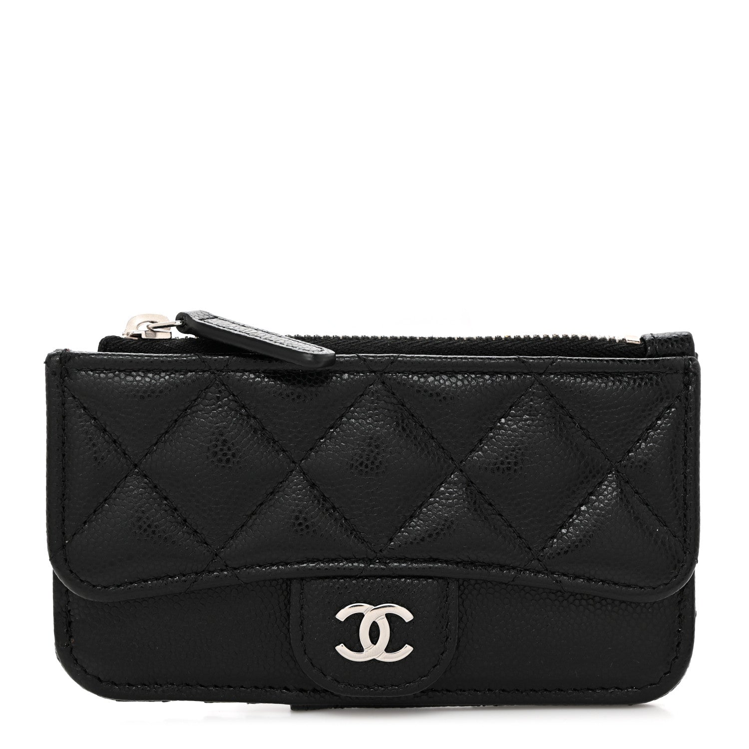 Chanel Caviar Quilted Flap Zip Card Holder Black 1 of 7