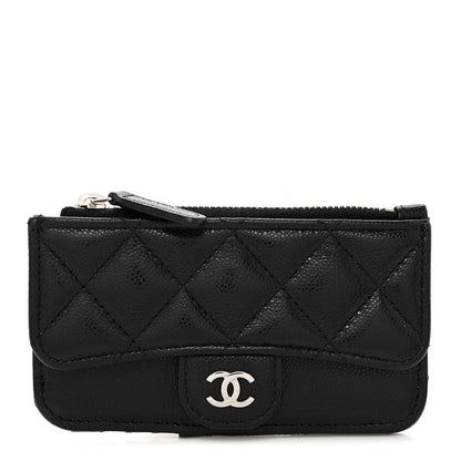Chanel Caviar Quilted Flap Zip Card Holder Black 1 of 7