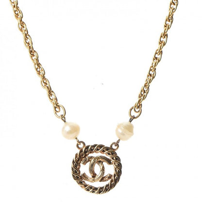 Chanel Pearl CC Pendant Necklace Gold 1 of 8