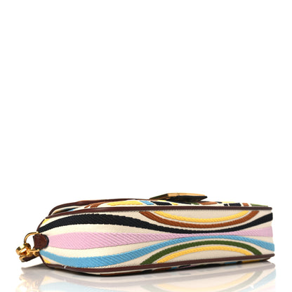 Fendi X SARA COLEMAN Canvas Vitello King Seta FF Fish Eye Embroidered Baguette Grezzo Multicolor Ghianda 4 of 10