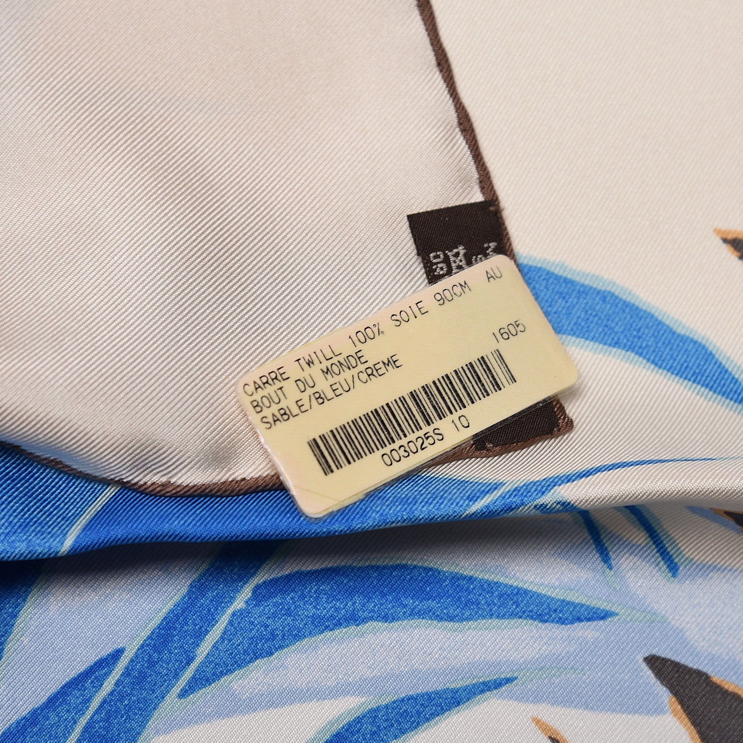 Hermes Silk Au Bout Du Monde Scarf 90 Sable Bleu Creme 5 of 5