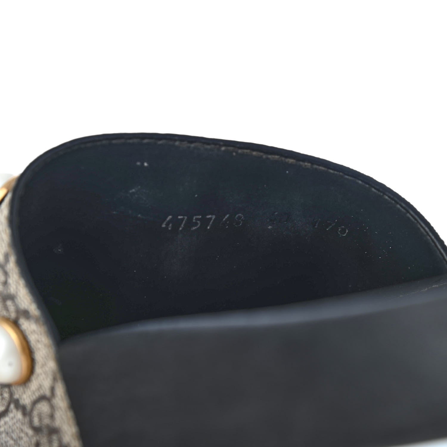 Gucci GG Supreme Monogram Slide Pearls Sandals 40 Beige 8 of 10