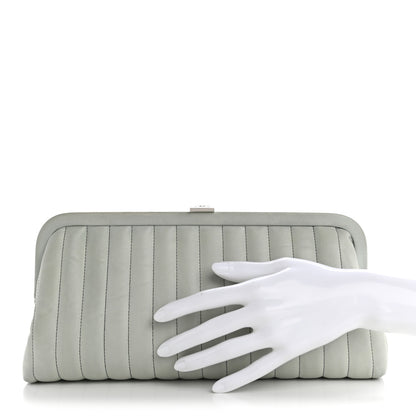 Chanel Lambskin Vertical Quilted Mademoiselle Clutch Light Green 2 of 12