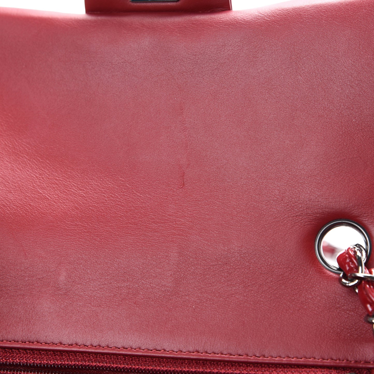 Patent Calfskin Quilted Mini Rectangular Flap Red