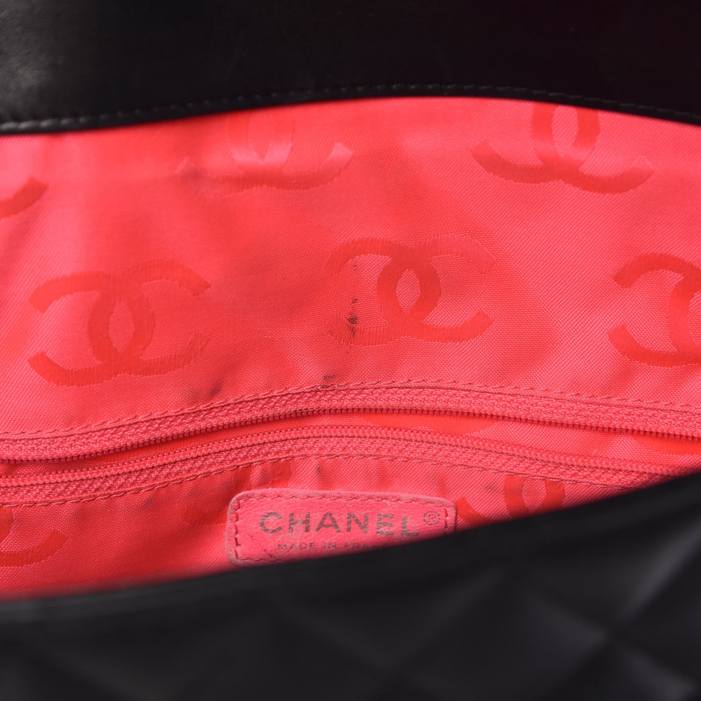 Calfskin Quilted Large Cambon Flap Black