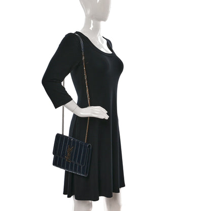 Saint Laurent Patent Calfskin Matelasse Monogram Medium Vicky Chain Bag Blue 2 of 9