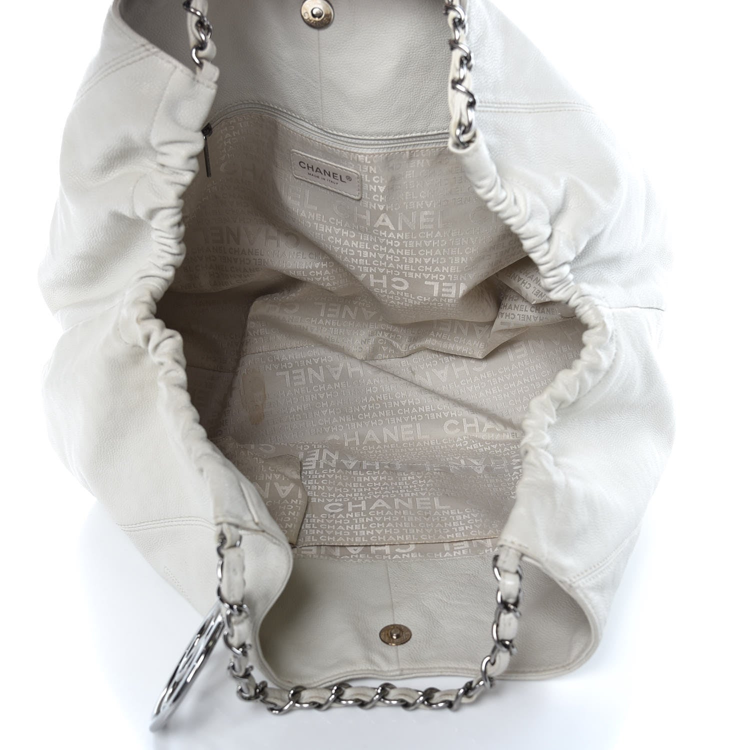 Chanel Distressed Caviar XL Coco Cabas White 5 of 16