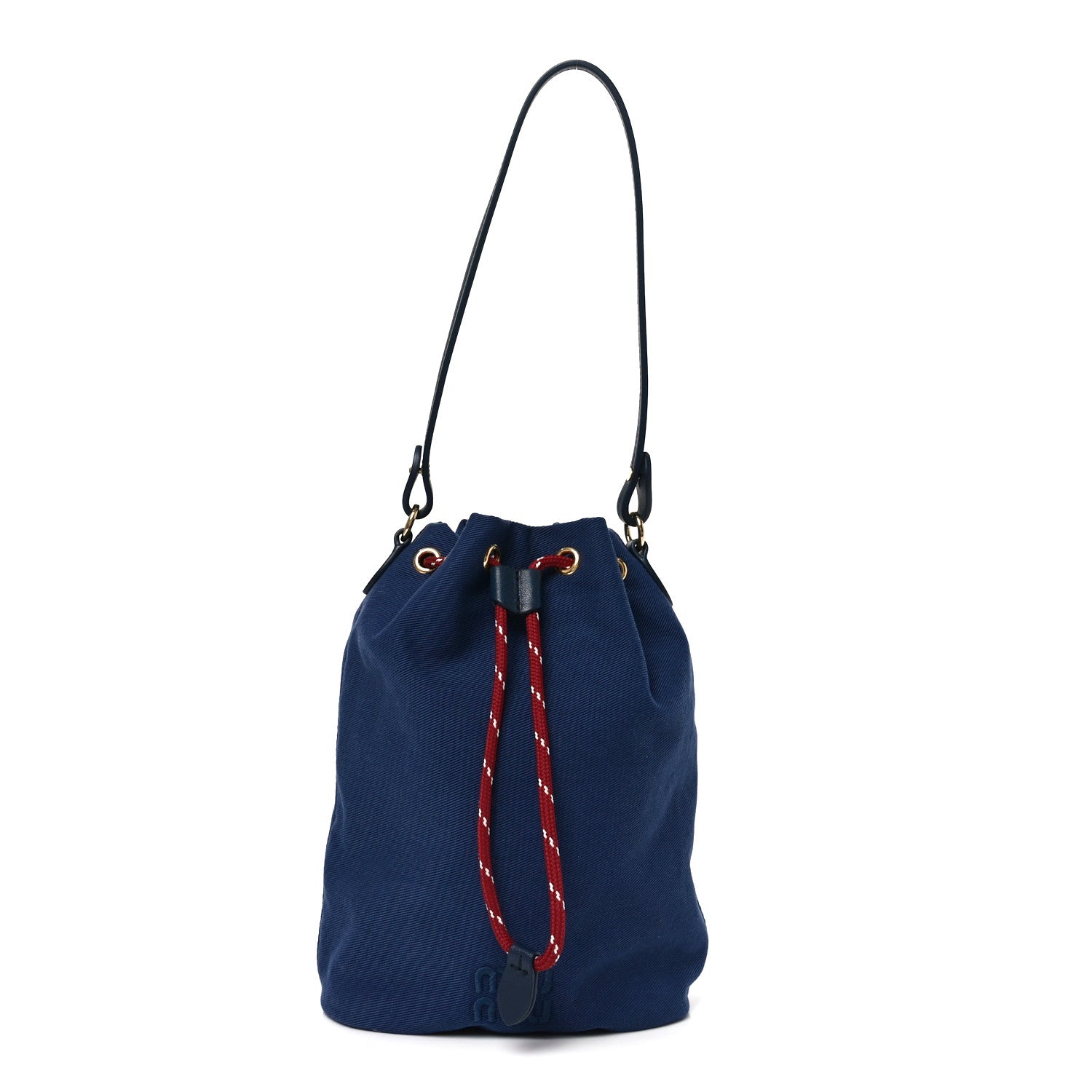 Miu Miu Canvas Gabardine Pouch Bucket Bag Indaco Amaranto 1 of 9