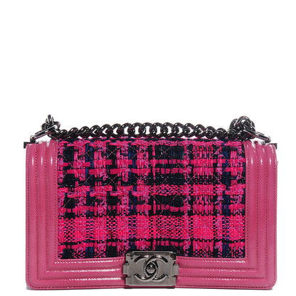 Chanel Patent Tweed Medium Boy Flap Fuchsia 1 of 8