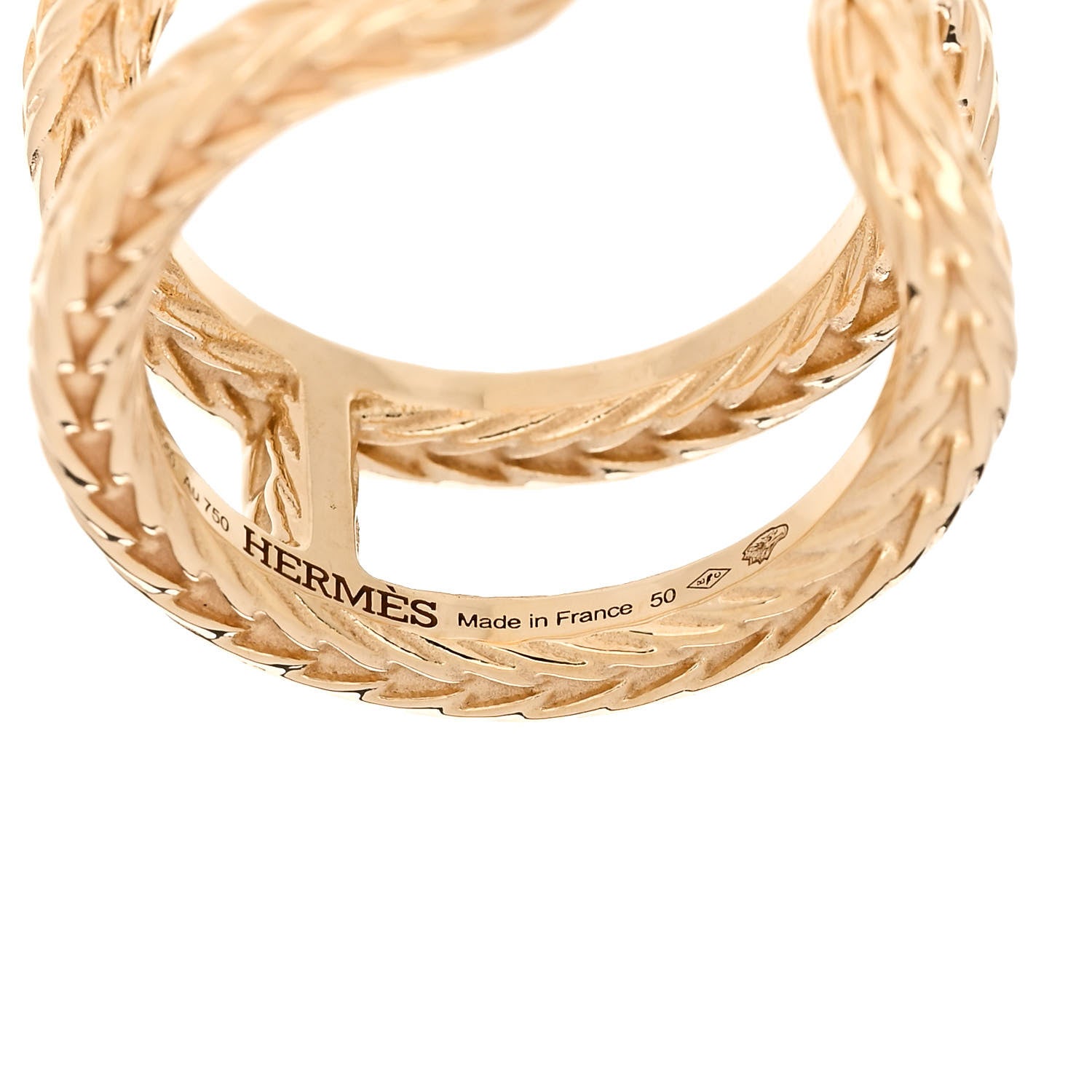 Hermes 18K Yellow Gold PM Chain d'Ancre Danae Ring 50 5.25 5 of 6