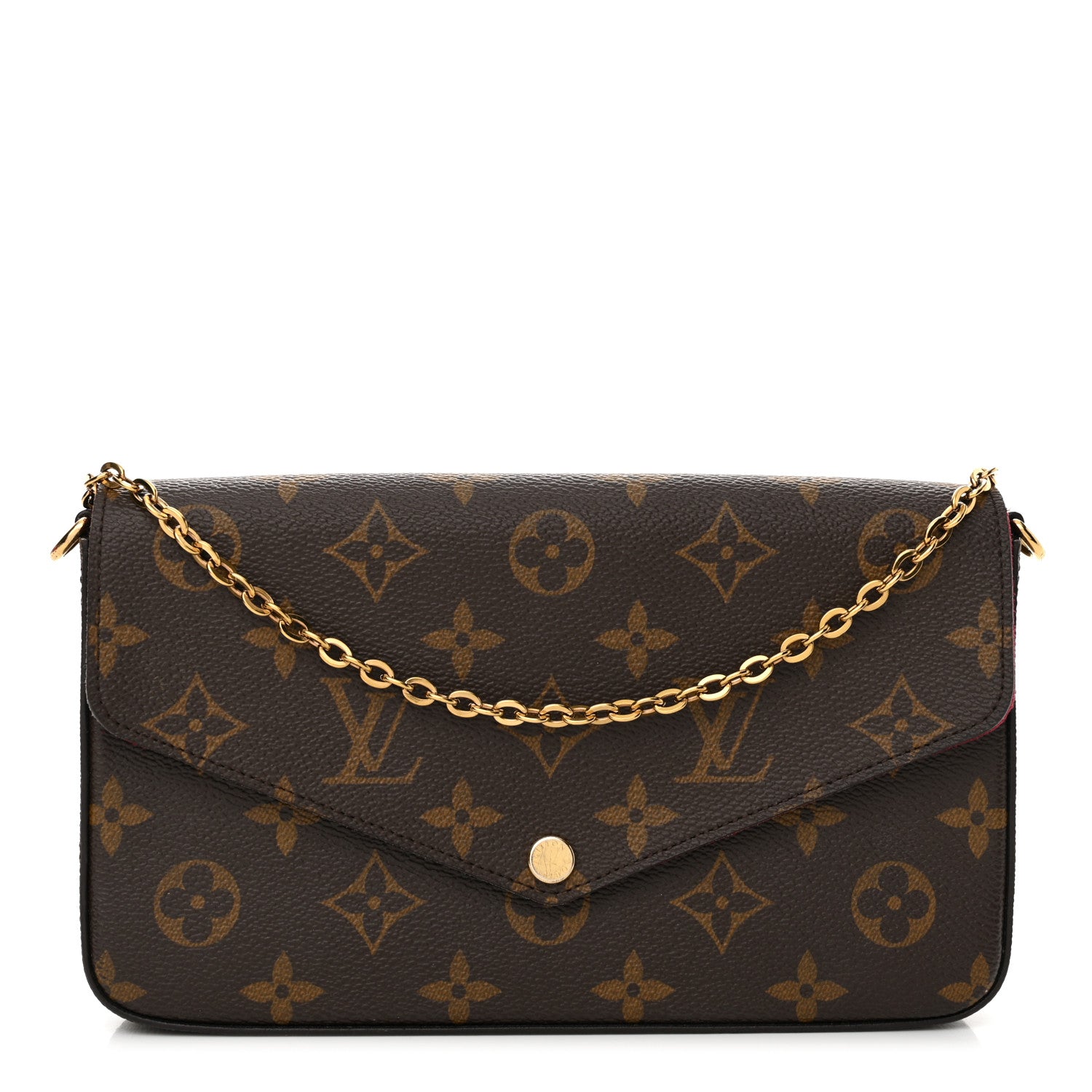 Louis Vuitton Monogram Pochette Felicie Chain Wallet Fuchsia 1 of 12