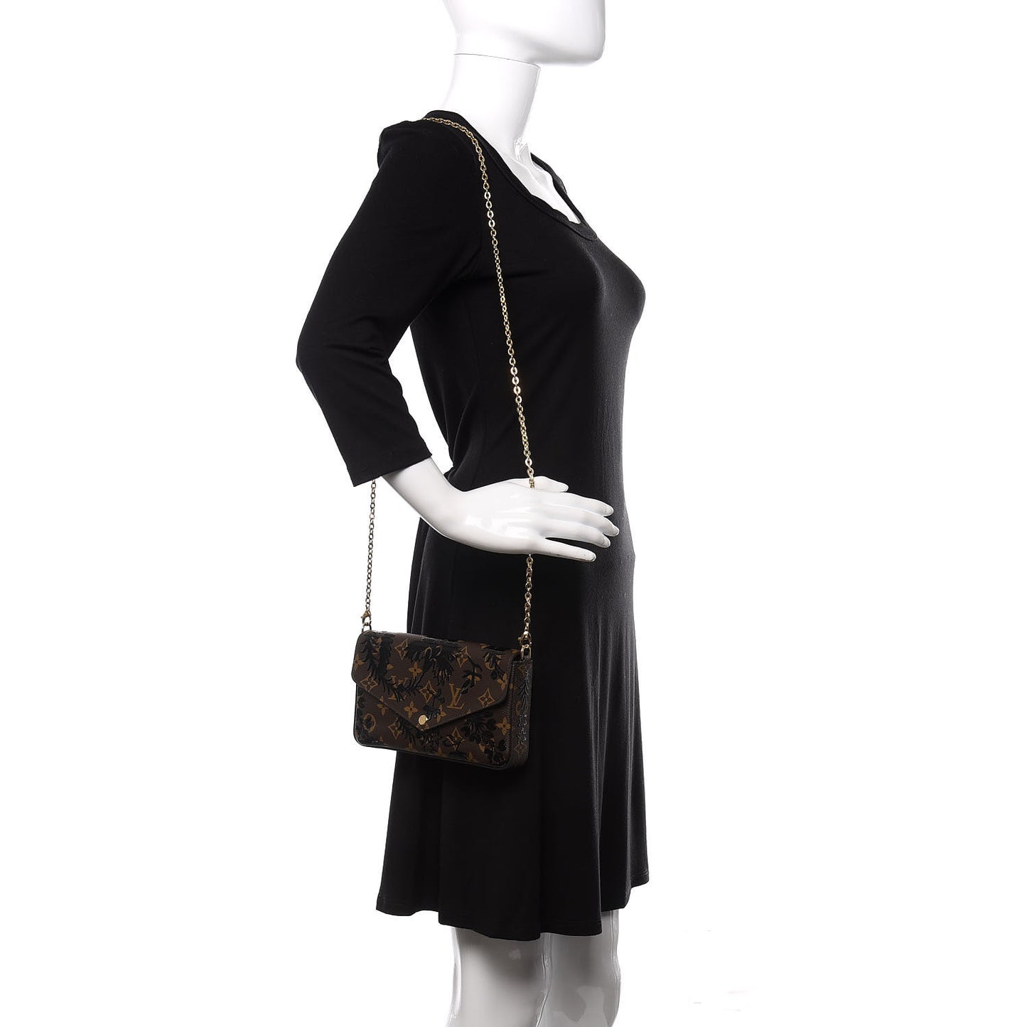 Monogram Blossom Pochette Felicie Chain Wallet Black