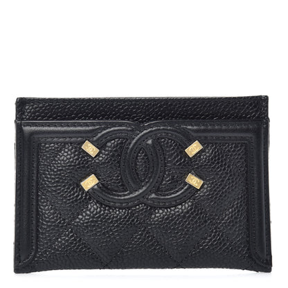 Chanel Caviar Quilted Filigree Card Holder Black 1 of 8