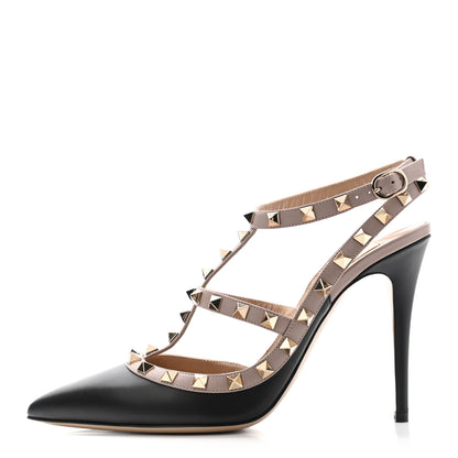 Valentino Garavani Nappa Rockstud Ankle Strap Pumps 39 Black Poudre 1 of 8