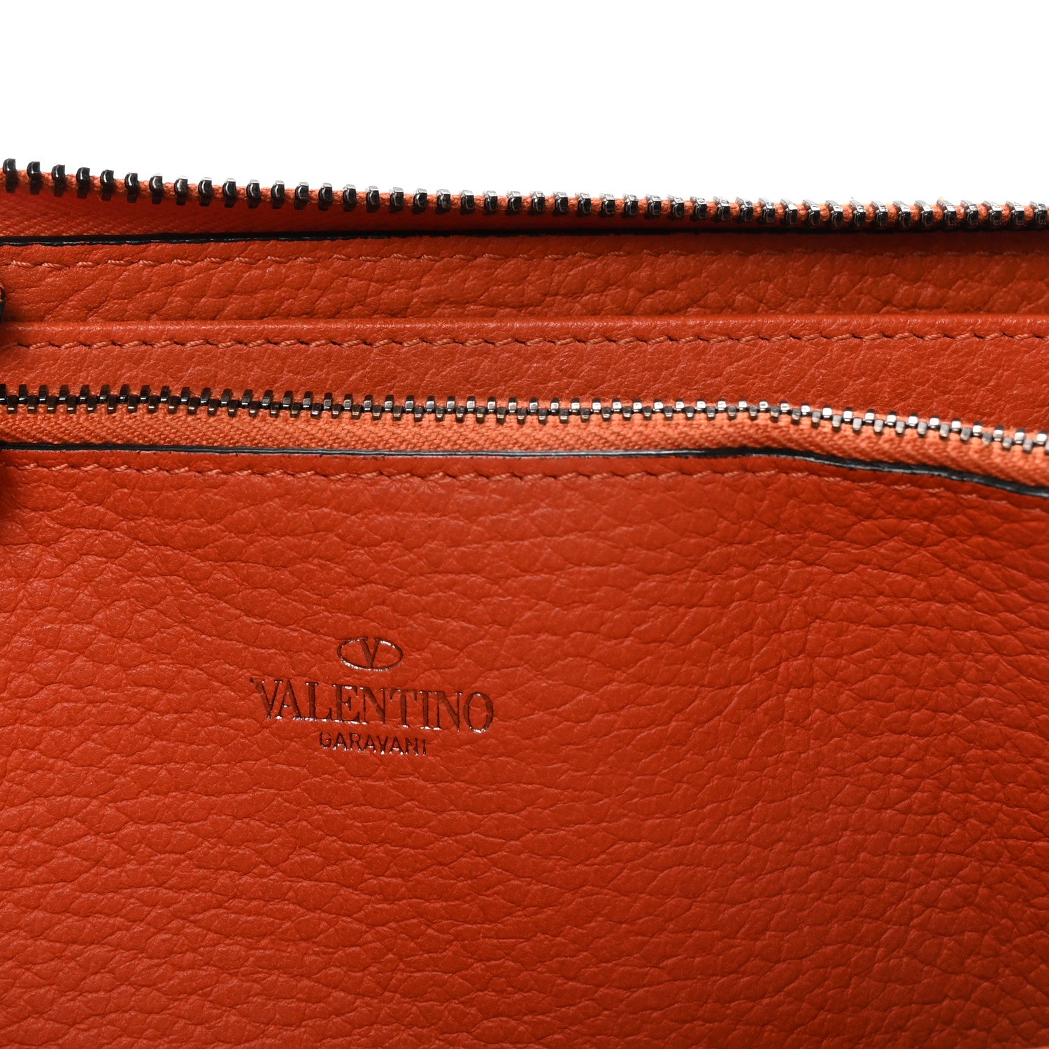 Valentino Garavani Grained Calfskin Rockstud Zip Around Wallet Orange 6 of 8