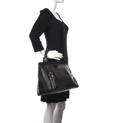 Gucci Calfskin Bold Bamboo Medium Top Handle Bag Black 2 of 12