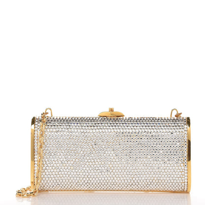 Judith Leiber Swarovski Crystal Minaudiere Clutch Silver Gold 1 of 9