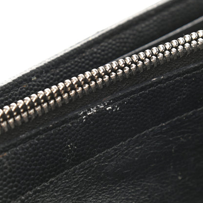 Saint Laurent Grain De Poudre Matelasse Chevron Monogram Chain Wallet Black 8 of 13