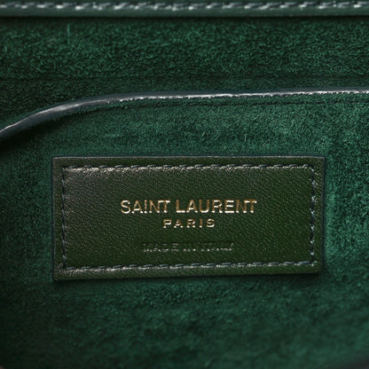 Saint Laurent Smooth Calfskin Medium Monogram Sunset Satchel Dark Green 6 of 10