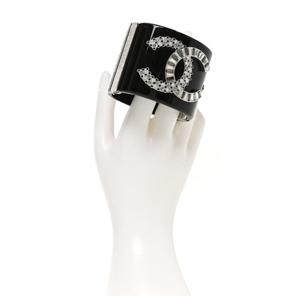 Chanel Resin Baguette Crystal CC Cuff Black 2 of 6