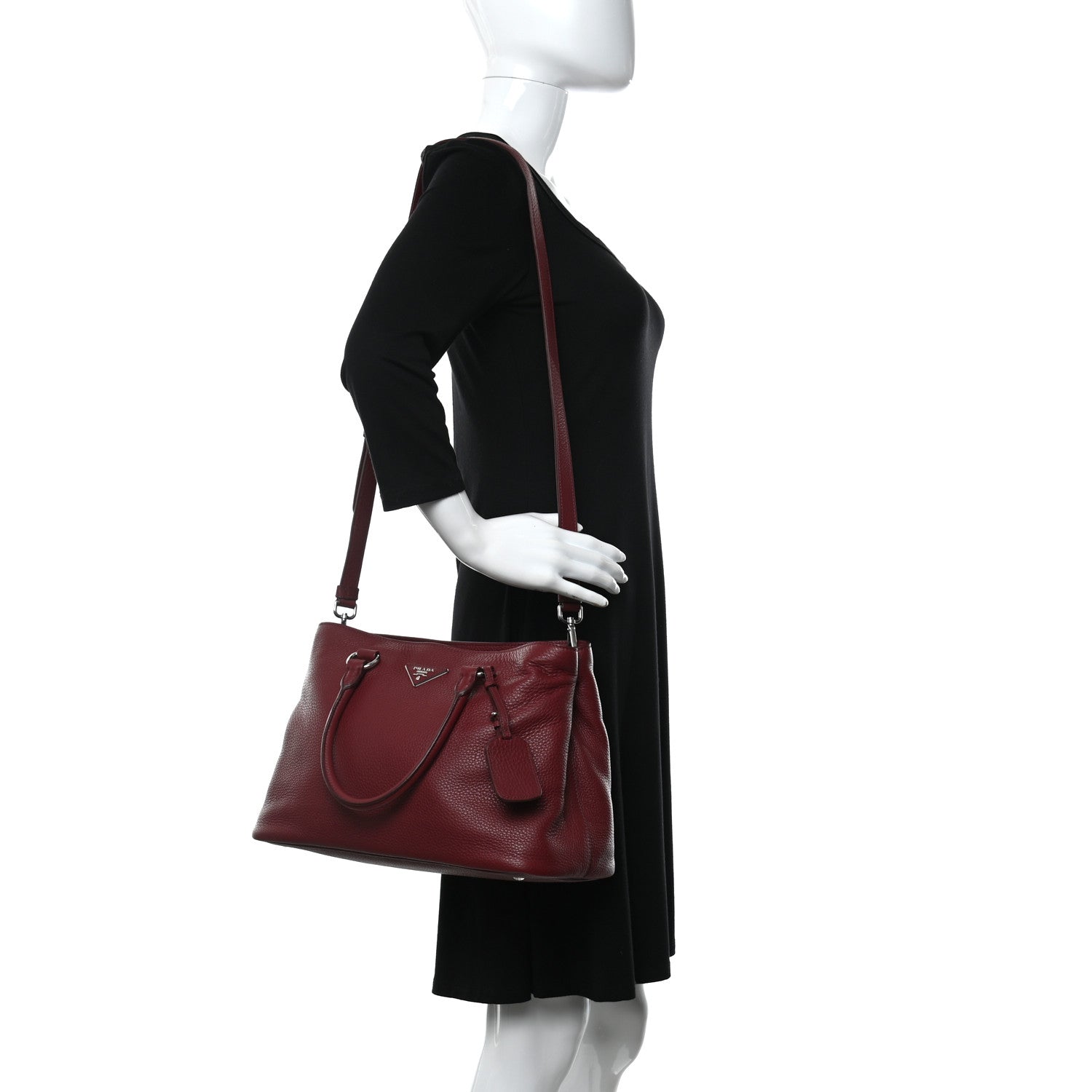 Prada Vitello Daino Tote Cerise 2 of 9