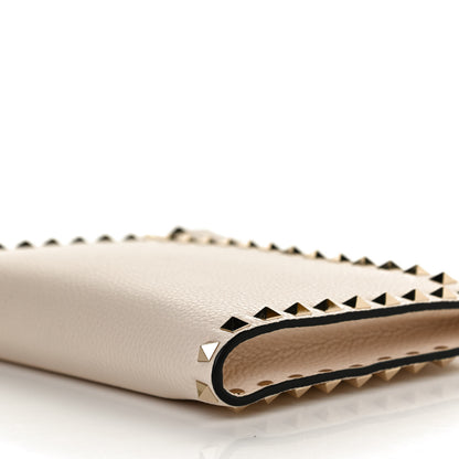 Valentino Garavani Pebbled Calfskin Rockstud Wristlet Clutch White 9 of 11