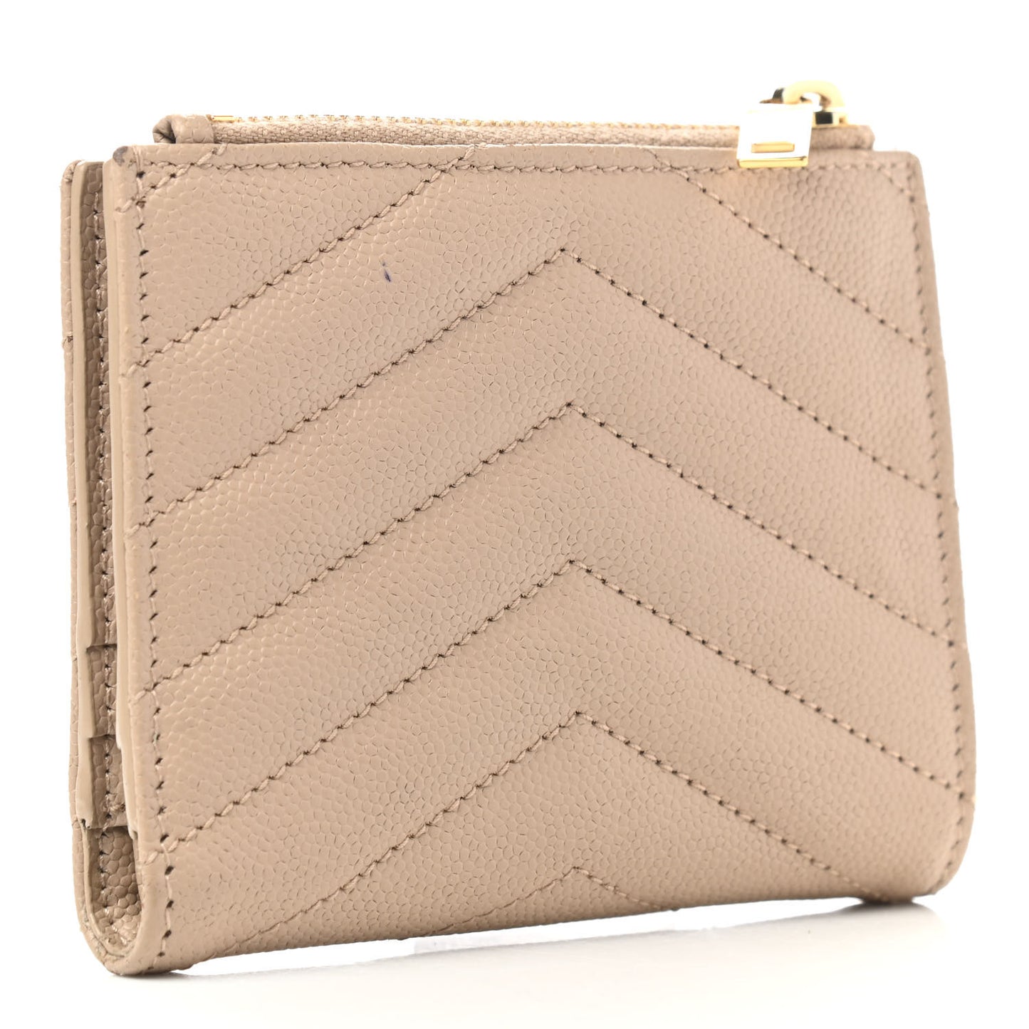 Grain De Poudre Matelasse Chevron Monogram Zipped Card Case Nude Powder