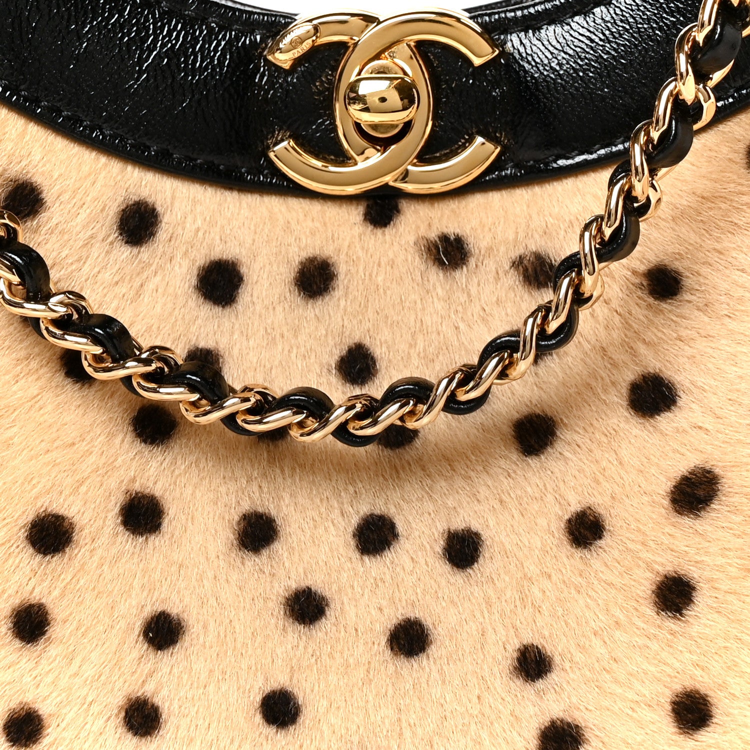 Chanel Shiny Lambskin Pony Hair Cheetah Printed Mini 31 Shopping Bag Light Beige Black 13 of 19