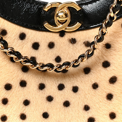 Chanel Shiny Lambskin Pony Hair Cheetah Printed Mini 31 Shopping Bag Light Beige Black 13 of 19