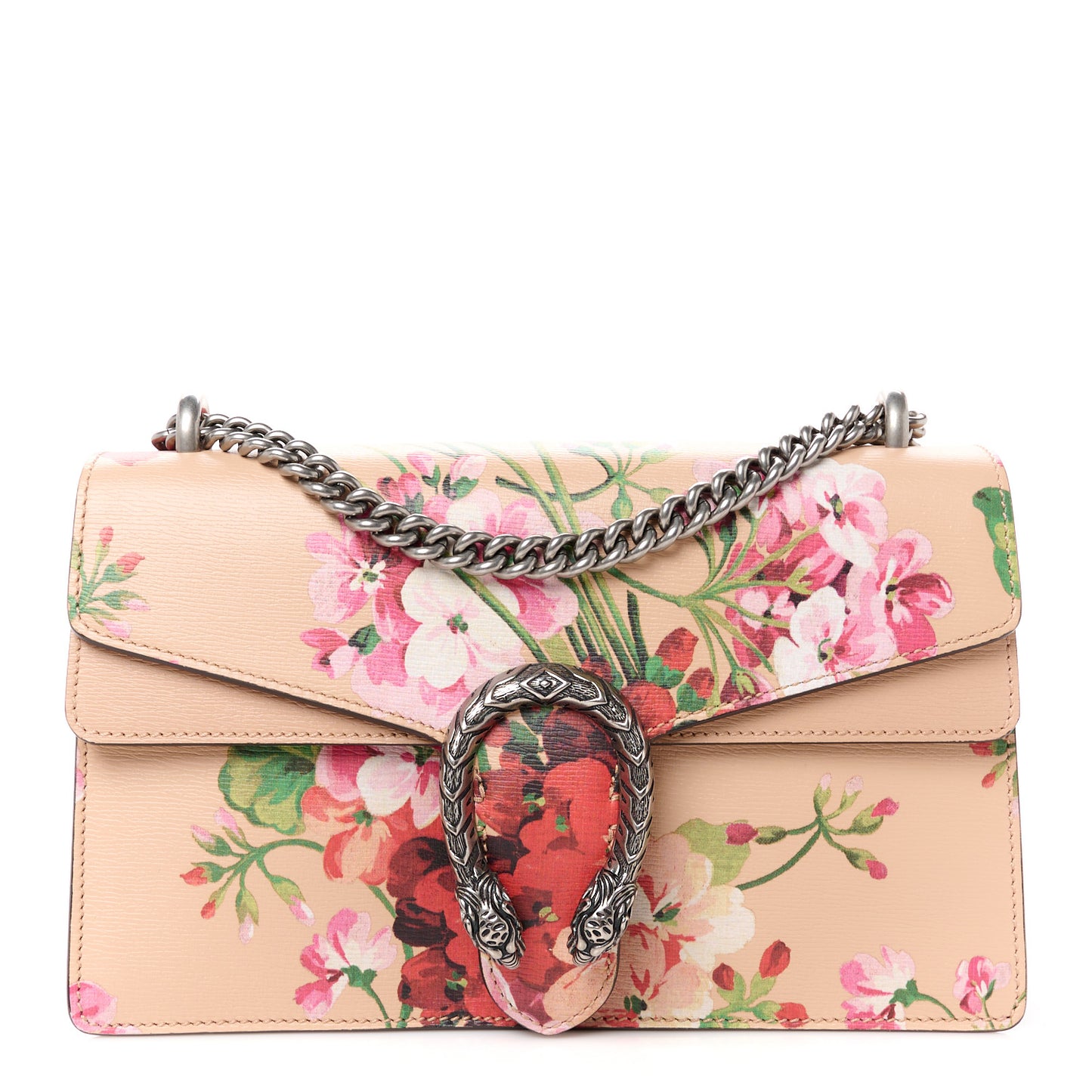 Calfskin Blooms Print Small Dionysus Shoulder Bag Pink Apricot Multicolor