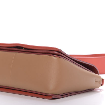 Celine Shiny Smooth Calfskin Medium Frame Shoulder Bag Red Tan 7 of 9