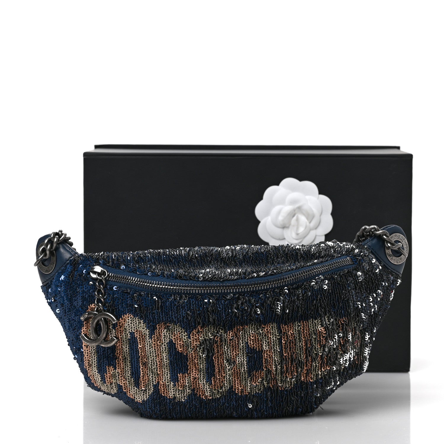 Chanel Sequin Coco Cuba Waist Bag Fanny Pack Blue Pink 10 of 11