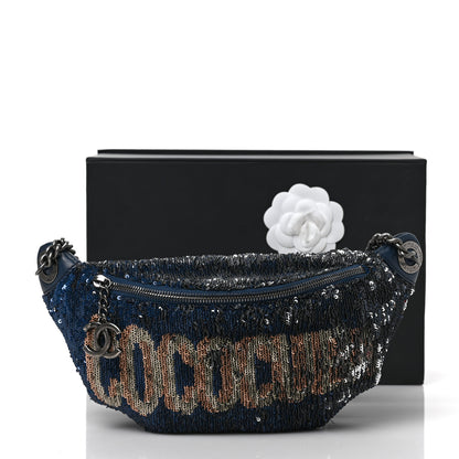 Chanel Sequin Coco Cuba Waist Bag Fanny Pack Blue Pink 10 of 11