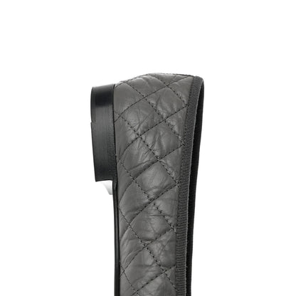 Chanel Aged Calfskin Quilted CC Cap Toe Ballerina Flats 37 Grey 10 of 10