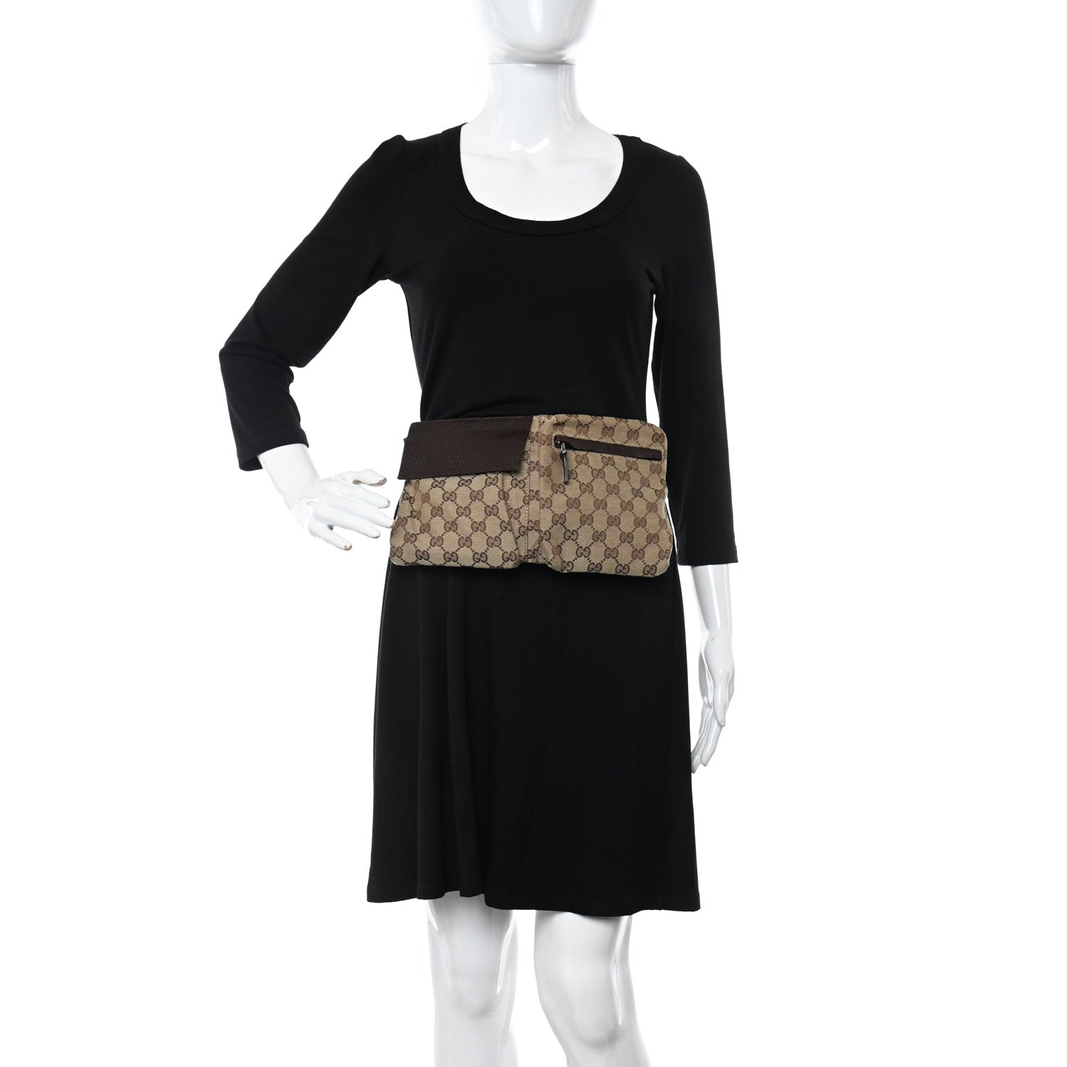 Gucci GG Monogram Double Pocket Belt Bag Dark Brown 2 of 9