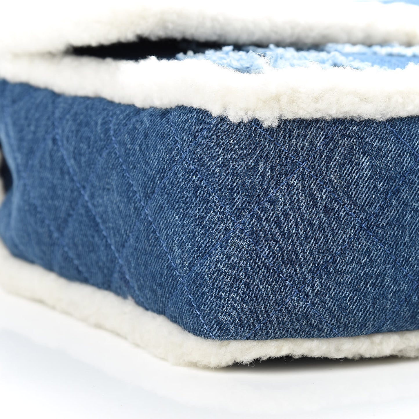 Denim Shearling Hieroglyph Flap Blue