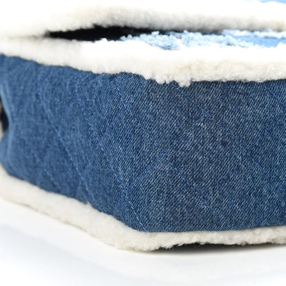 Chanel Denim Shearling Hieroglyph Flap Blue 9 of 10