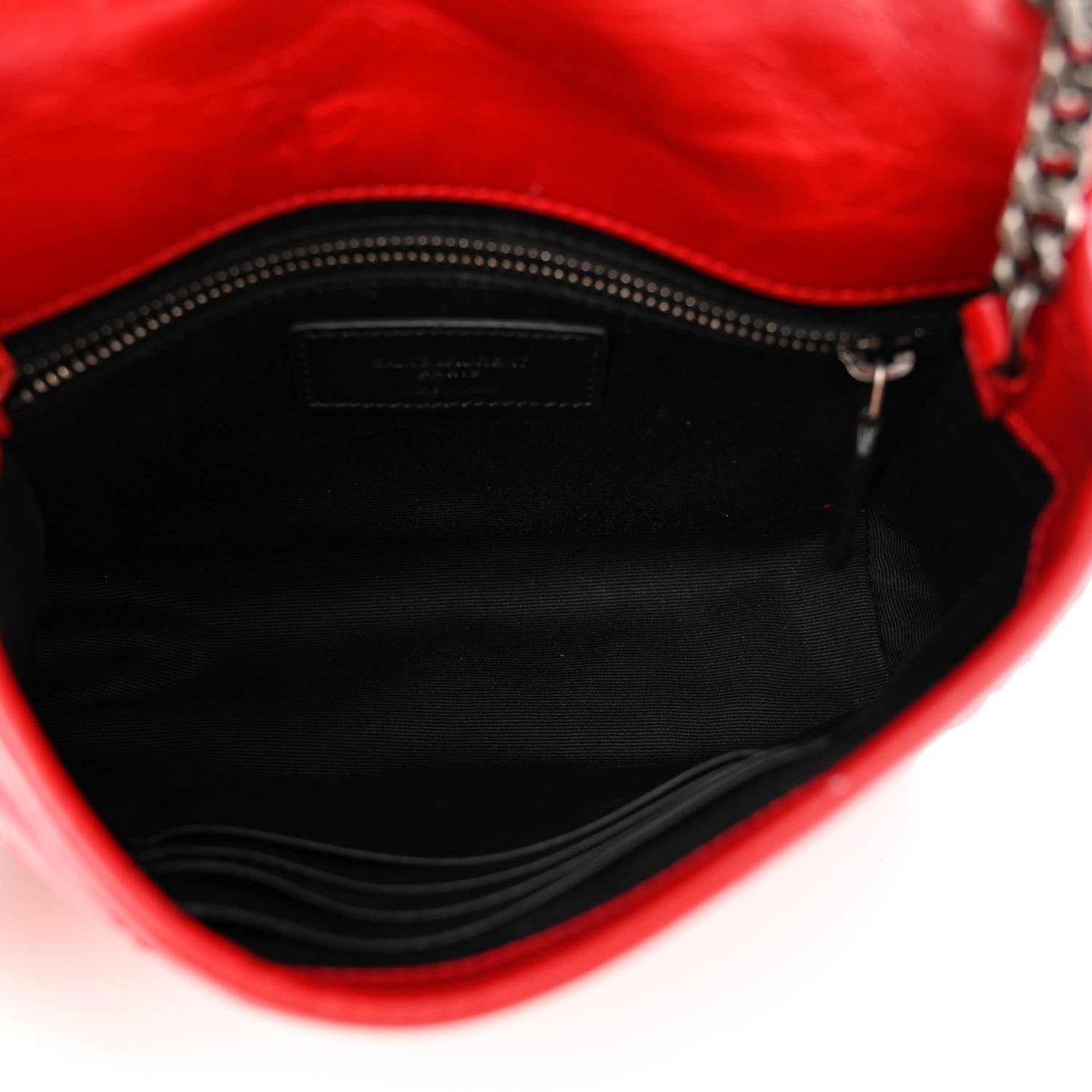 Saint Laurent Crinkled Calfskin Matelasse Monogram Niki Chain Wallet Red 5 of 12