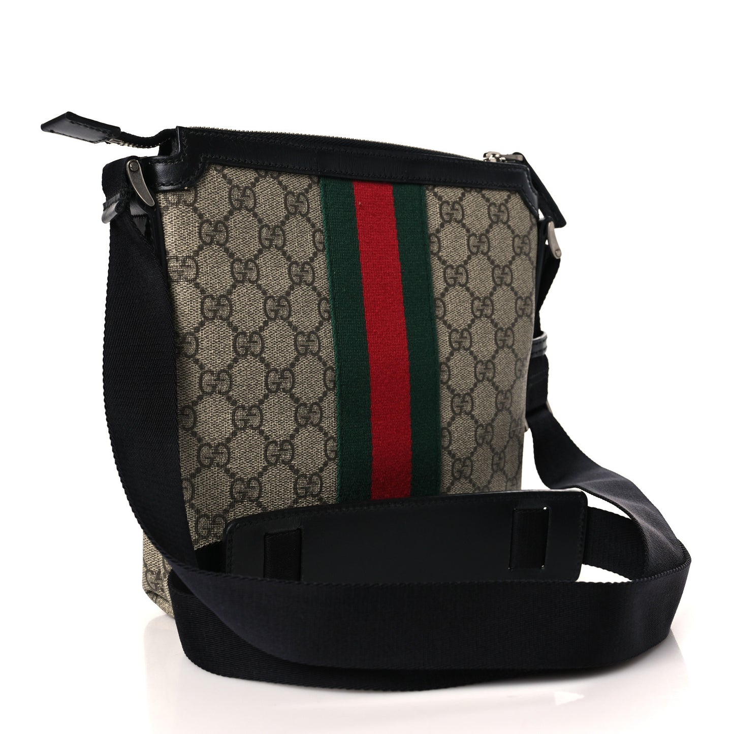 GG Supreme Monogram Web Messenger Bag Black