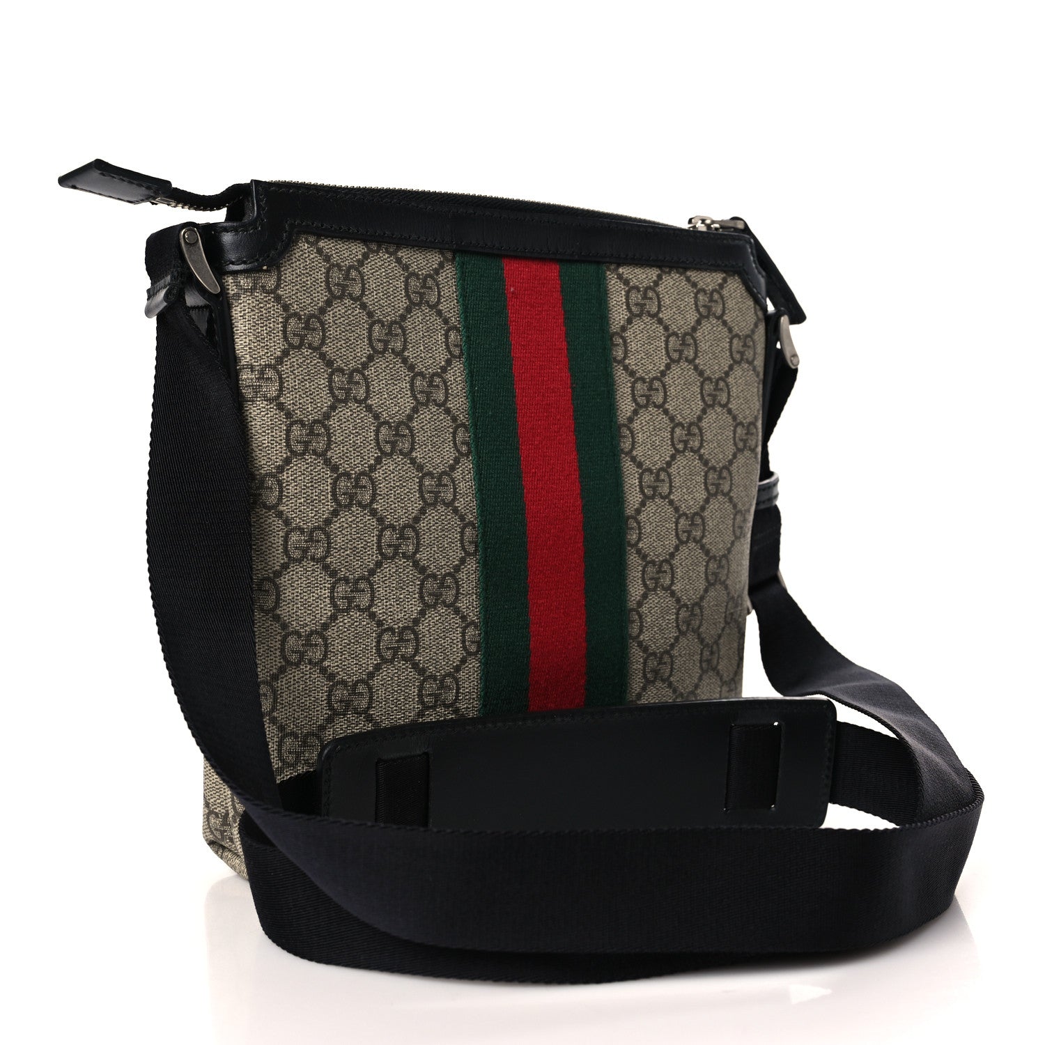 Gucci GG Supreme Monogram Web Messenger Bag Black 3 of 10