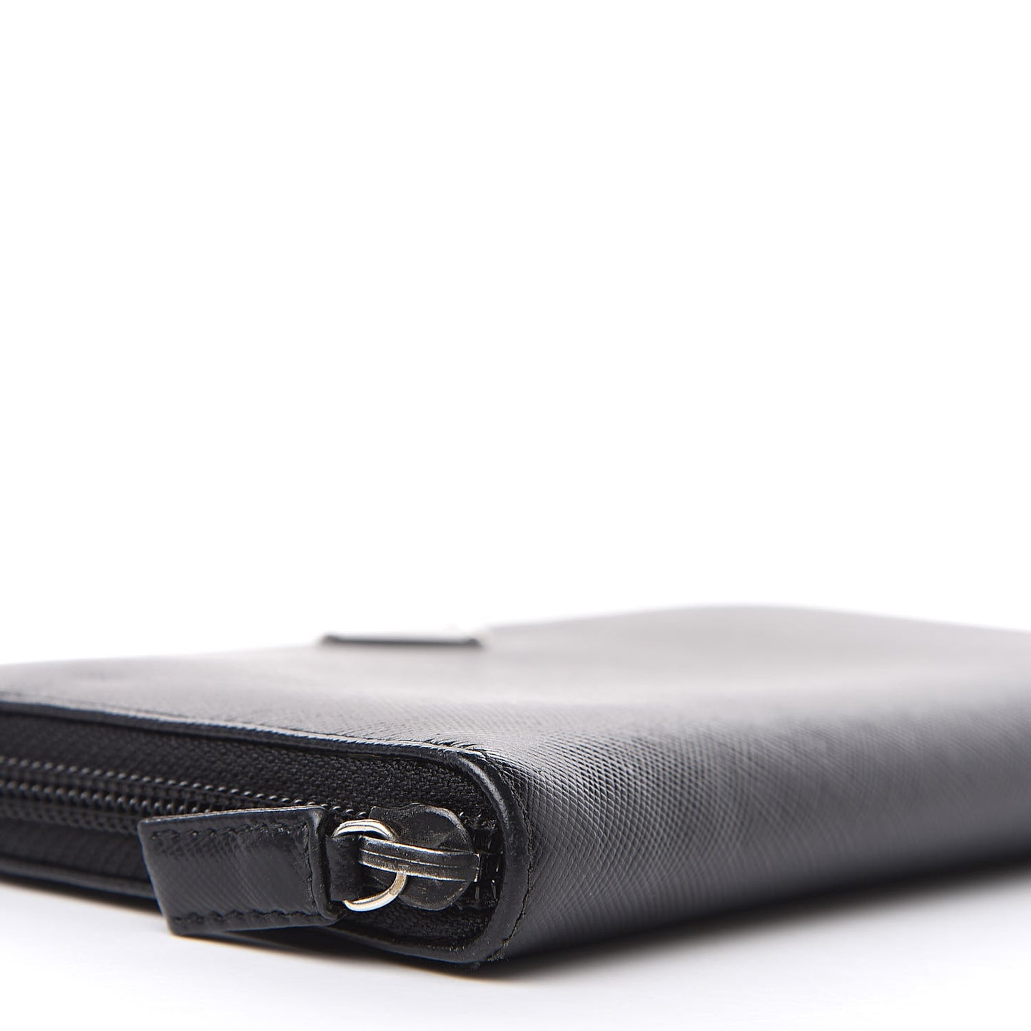 Saffiano Metal Zip Around Wallet Black