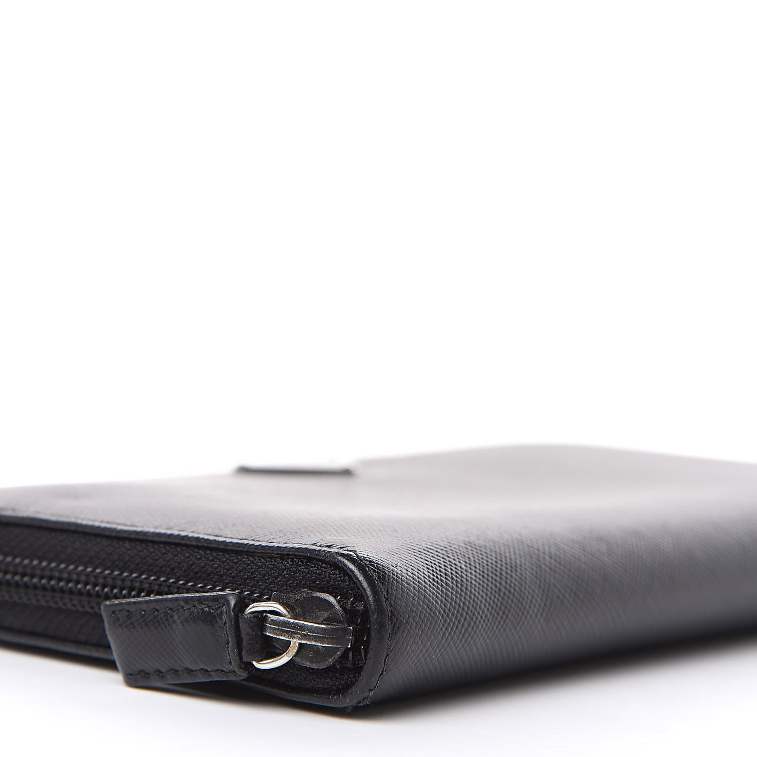 Prada Saffiano Metal Zip Around Wallet Black 8 of 10
