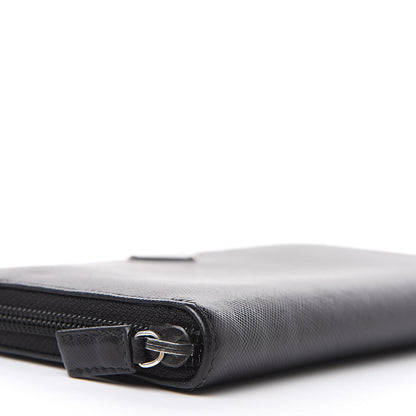 Prada Saffiano Metal Zip Around Wallet Black 8 of 10