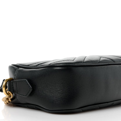 Gucci Calfskin Matelasse Mini GG Marmont Chain Shoulder Bag Black 10 of 16