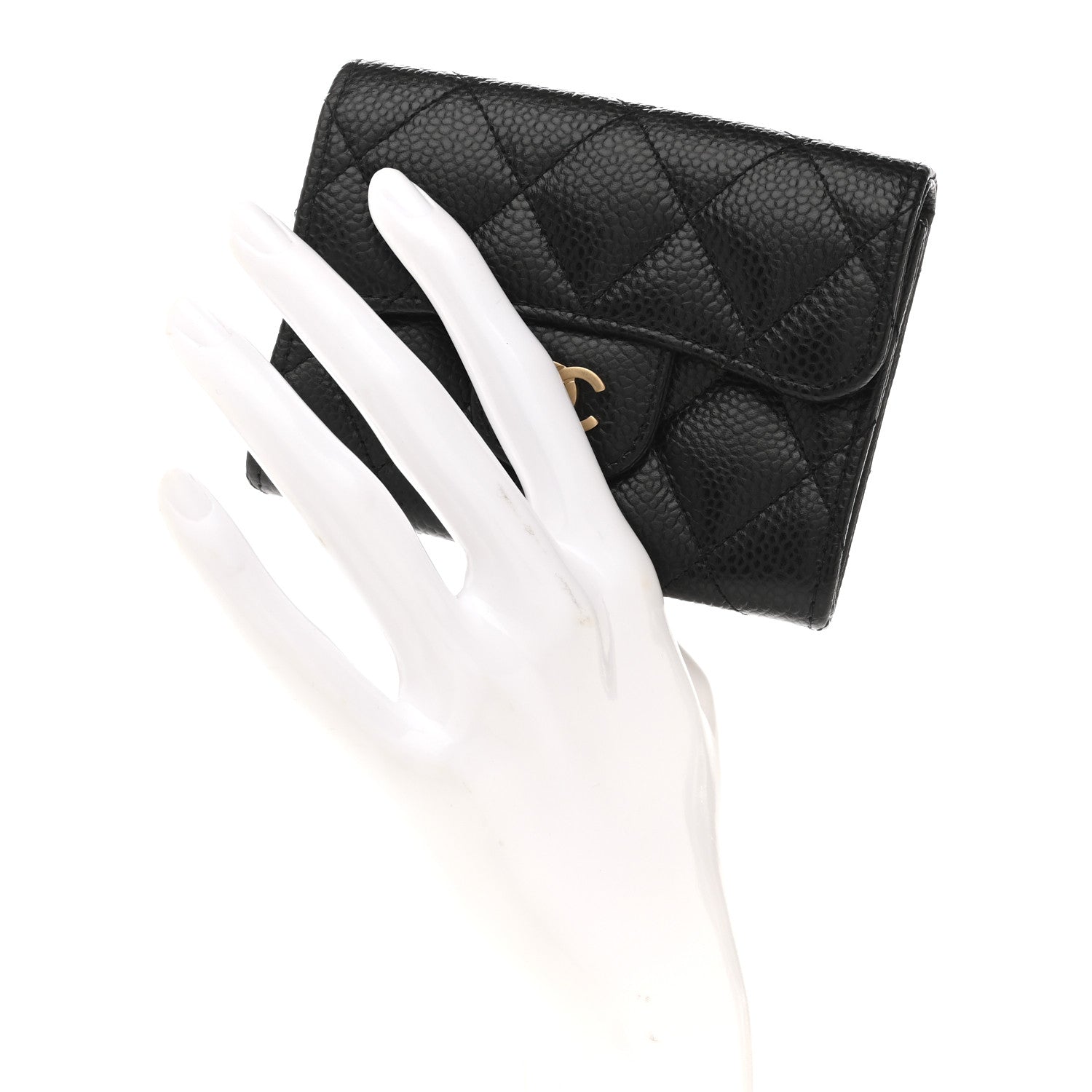 Chanel Caviar Quilted Flap Card Holder Wallet Black 2 of 9